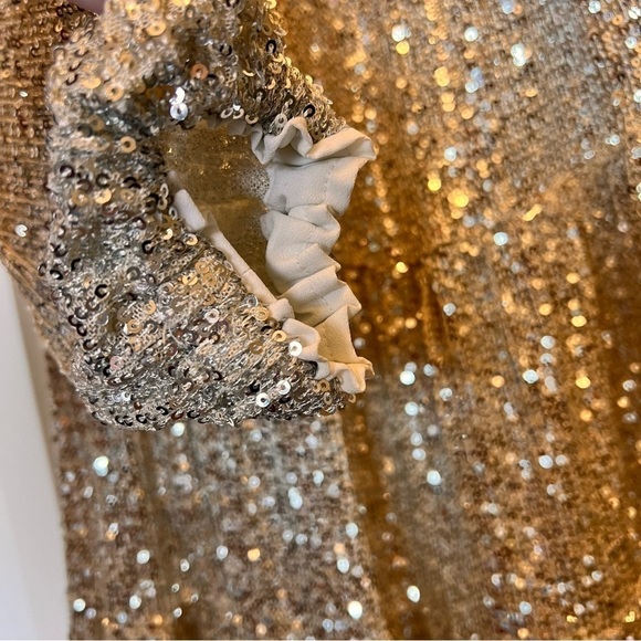 $295 Muche et Muchette Viky Shift Dress Silver Sequin Pockets ONE SIZE Tunic - Picture 4 of 12